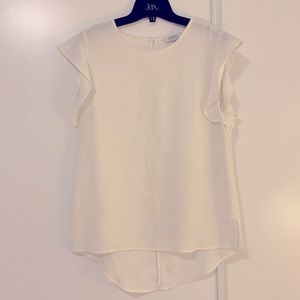 Aritzia Babaton Ruffle Sleeve Blouse in White